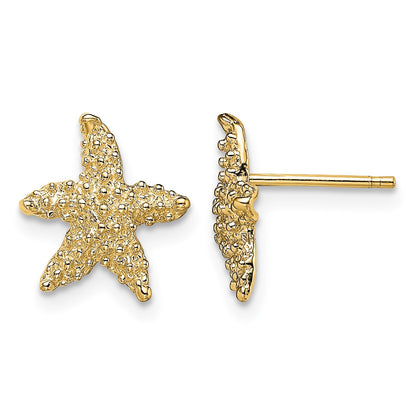 14K Textured Starfish Post Earrings