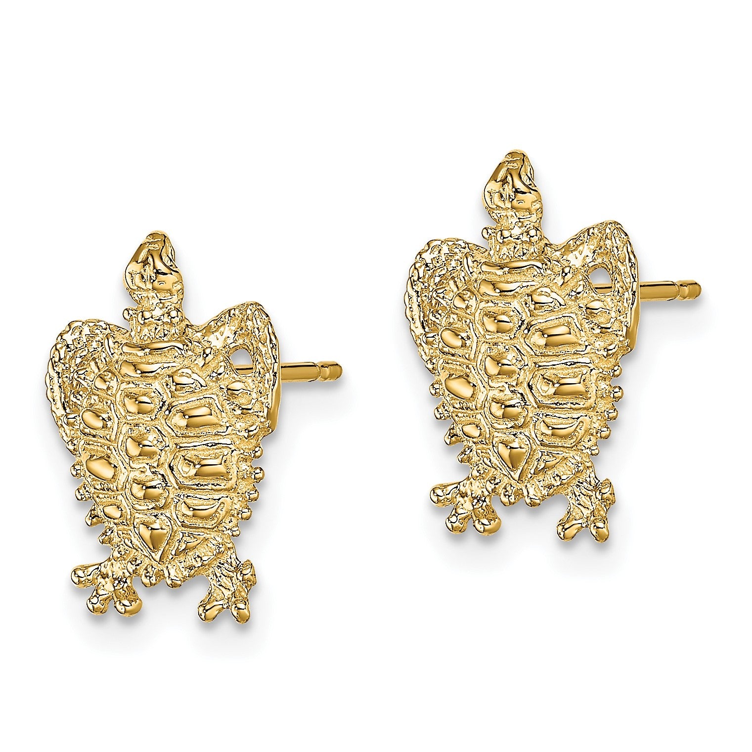 14k Textured Turtle Post Earrings