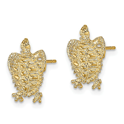 14k Textured Turtle Post Earrings