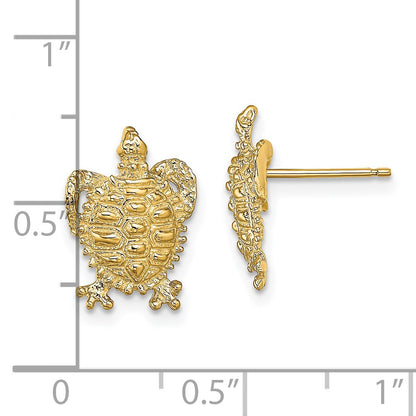 14k Textured Turtle Post Earrings