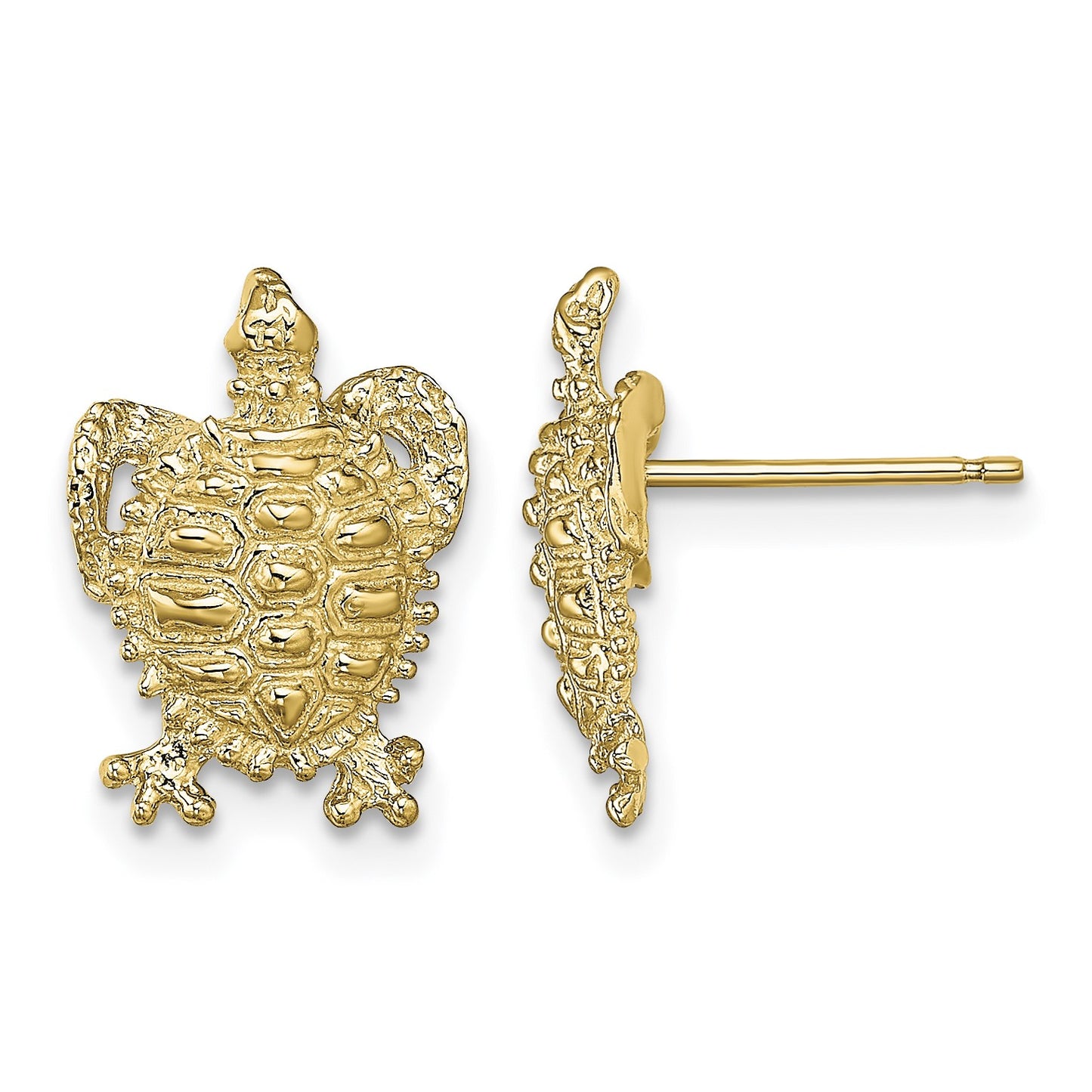 14k Textured Turtle Post Earrings