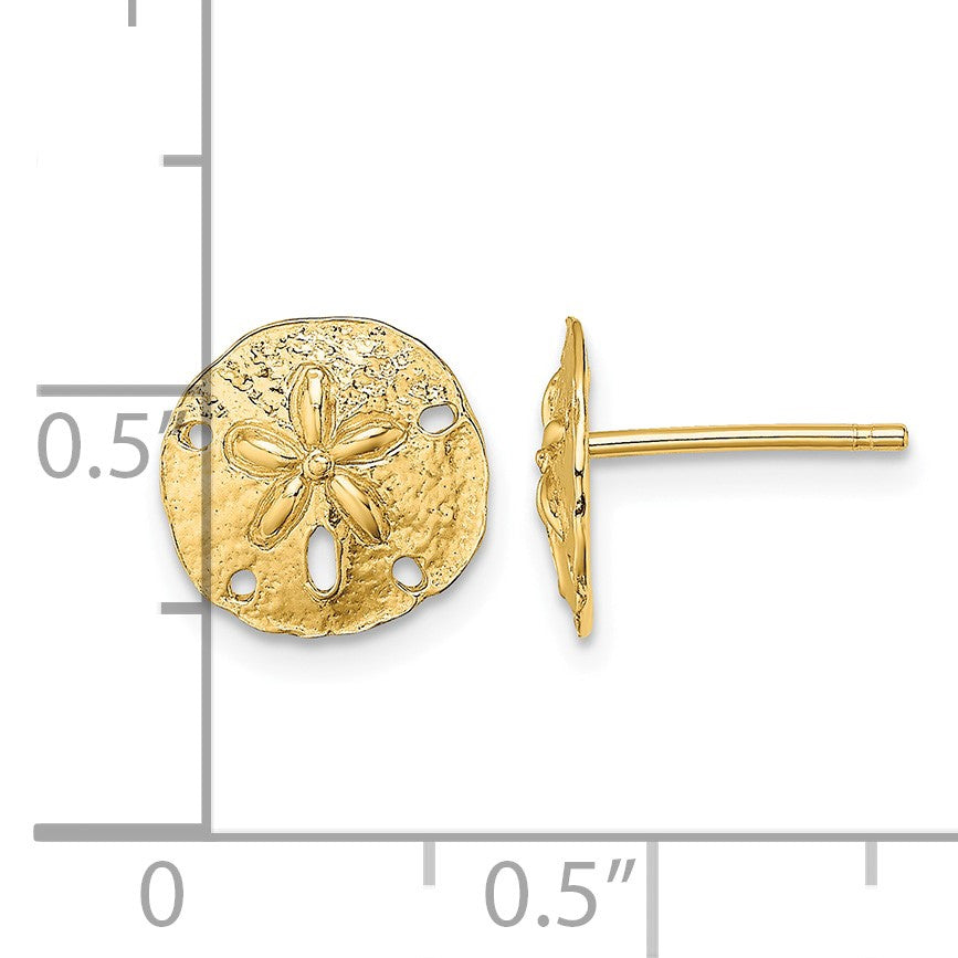 14K Polished Mini Sand Dollar Post Earrings