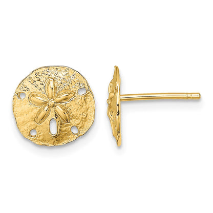 14K Polished Mini Sand Dollar Post Earrings