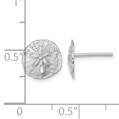 14K White Gold Polished Mini Sand Dollar Post Earrings