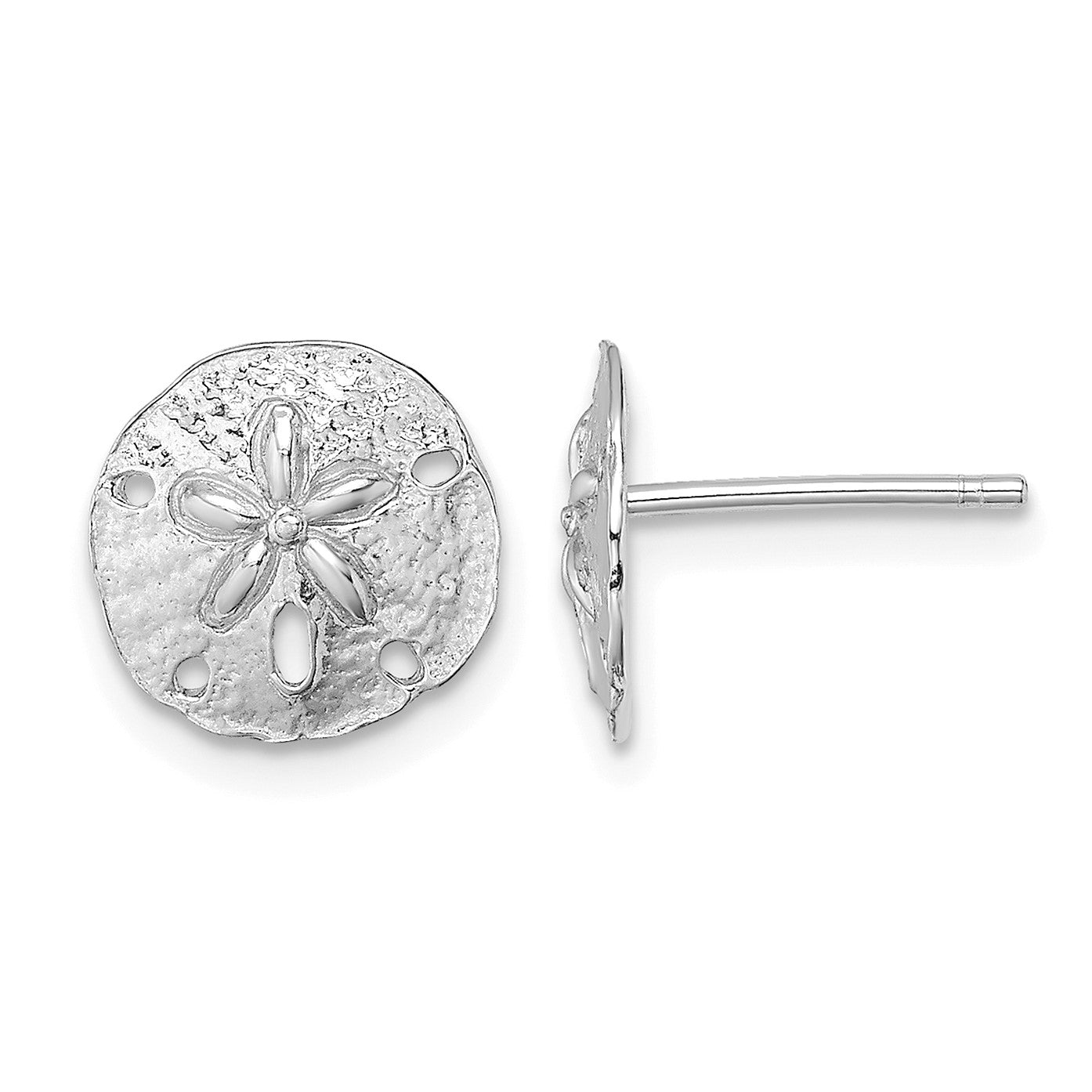 14K White Gold Polished Mini Sand Dollar Post Earrings