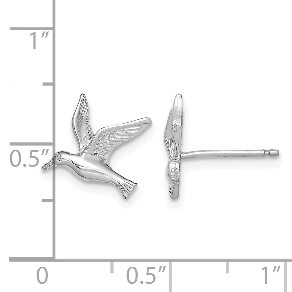 14K White Gold Polished Seagull Post Earrings