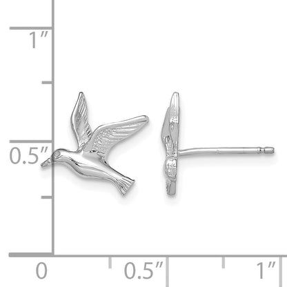14K White Gold Polished Seagull Post Earrings