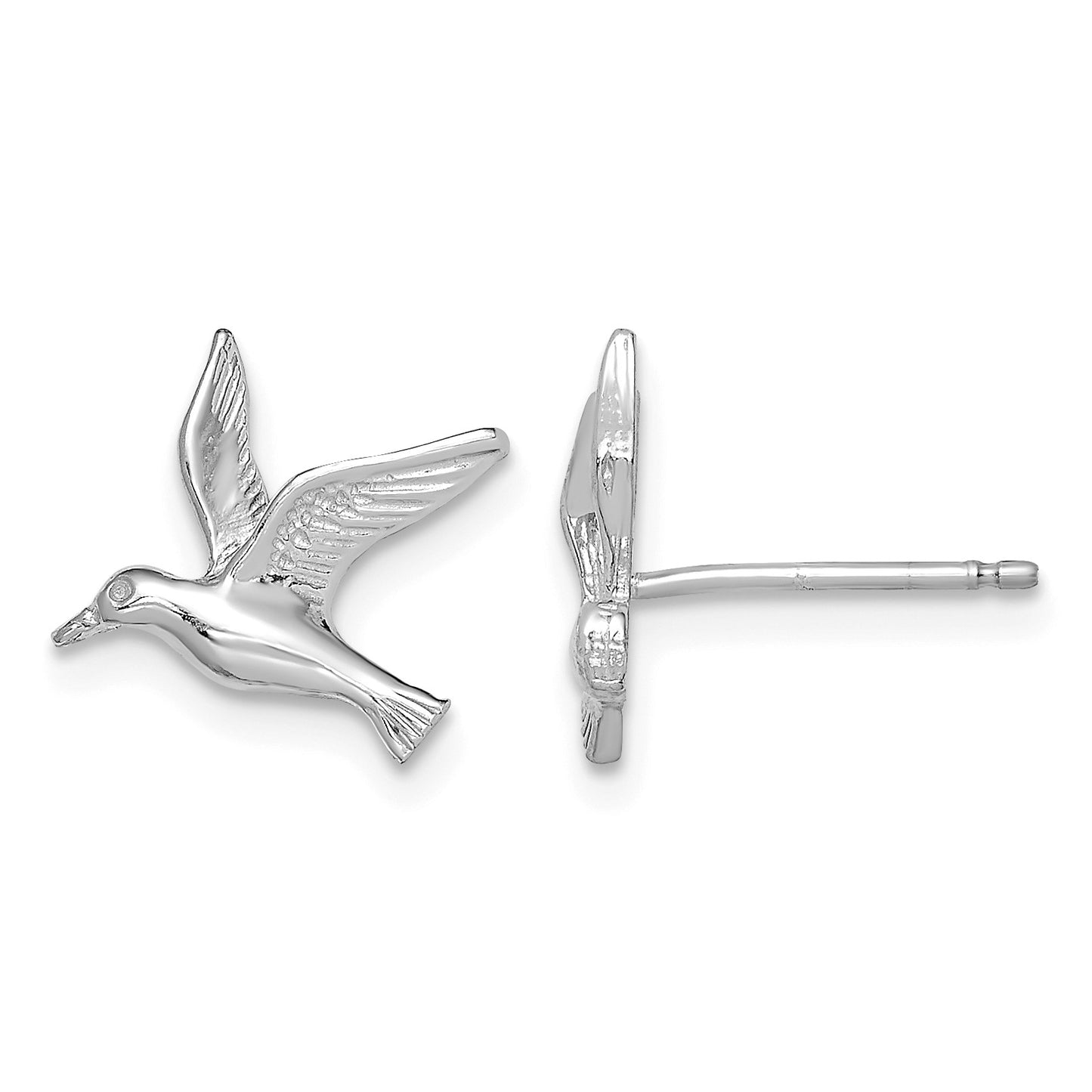 14K White Gold Polished Seagull Post Earrings