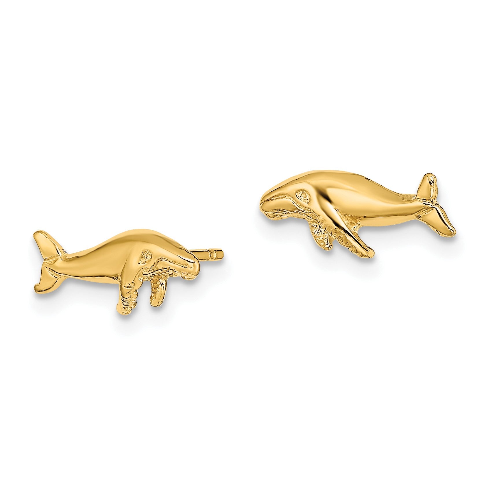 14K Mini Humpback Whale Post Earrings