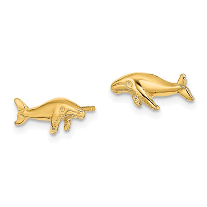 14K Mini Humpback Whale Post Earrings