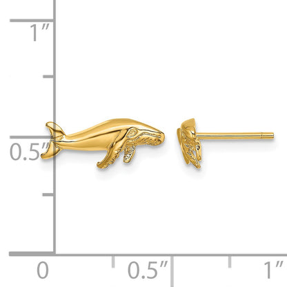 14K Mini Humpback Whale Post Earrings
