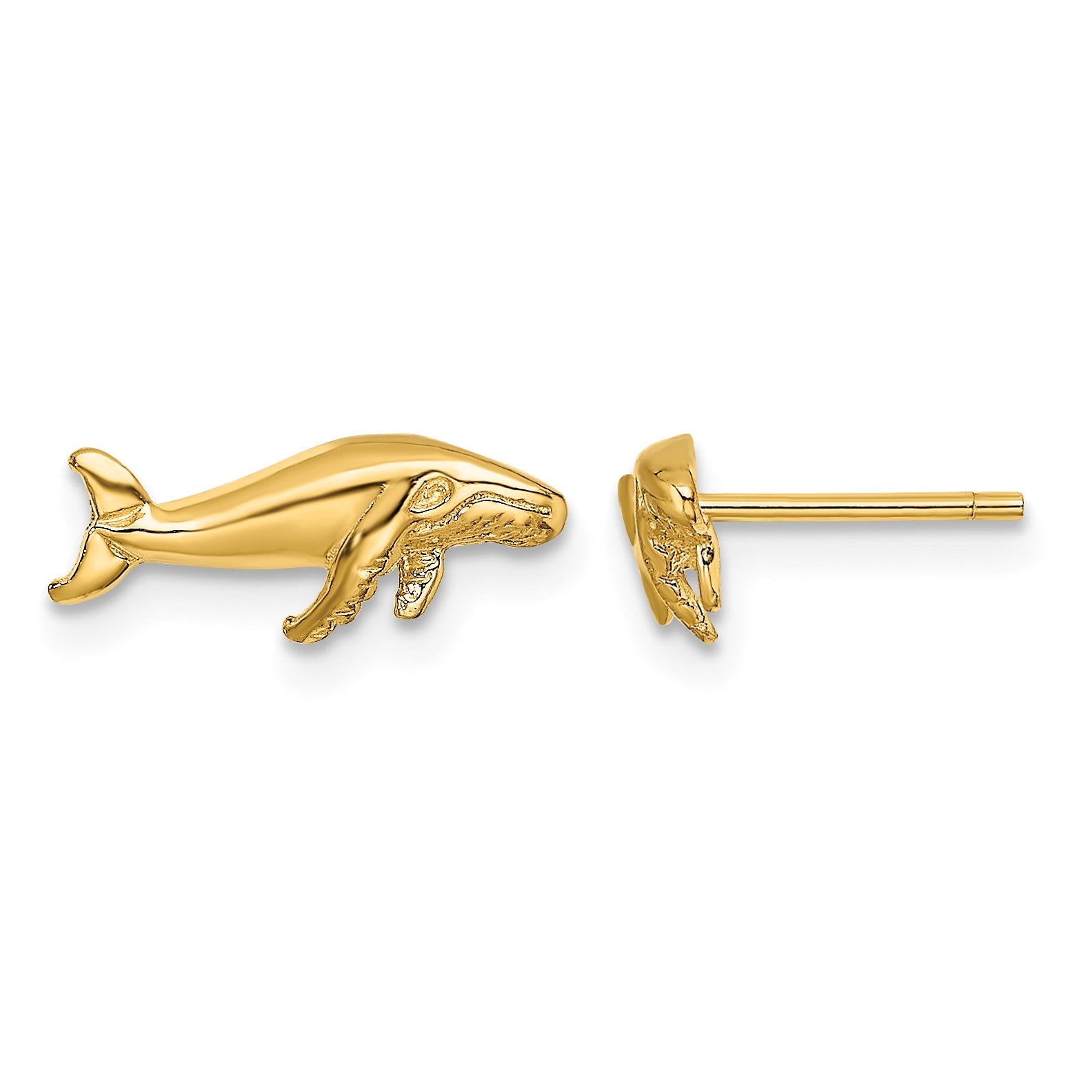 14K Mini Humpback Whale Post Earrings