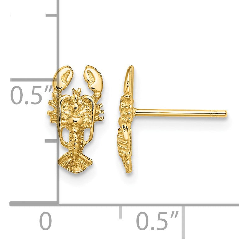 14K 2-D Mini Lobster Post Earrings