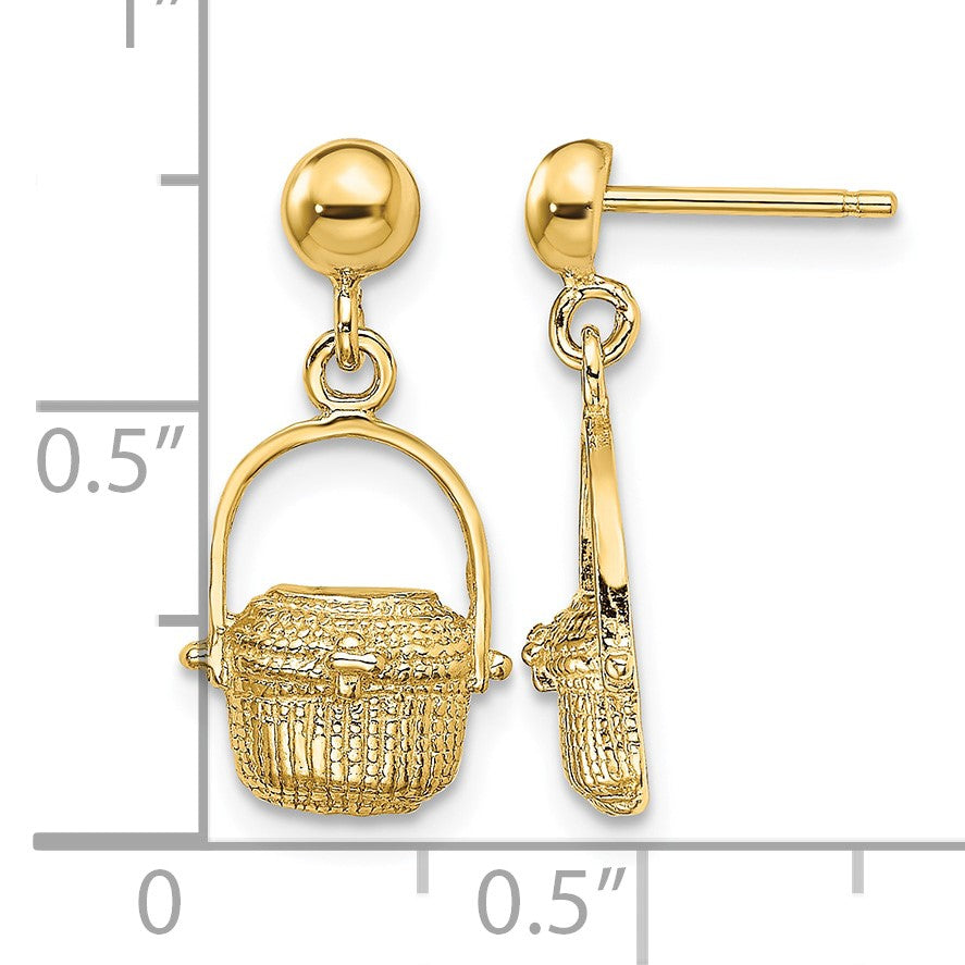 14K Nantucket Basket Dangle Post Earrings