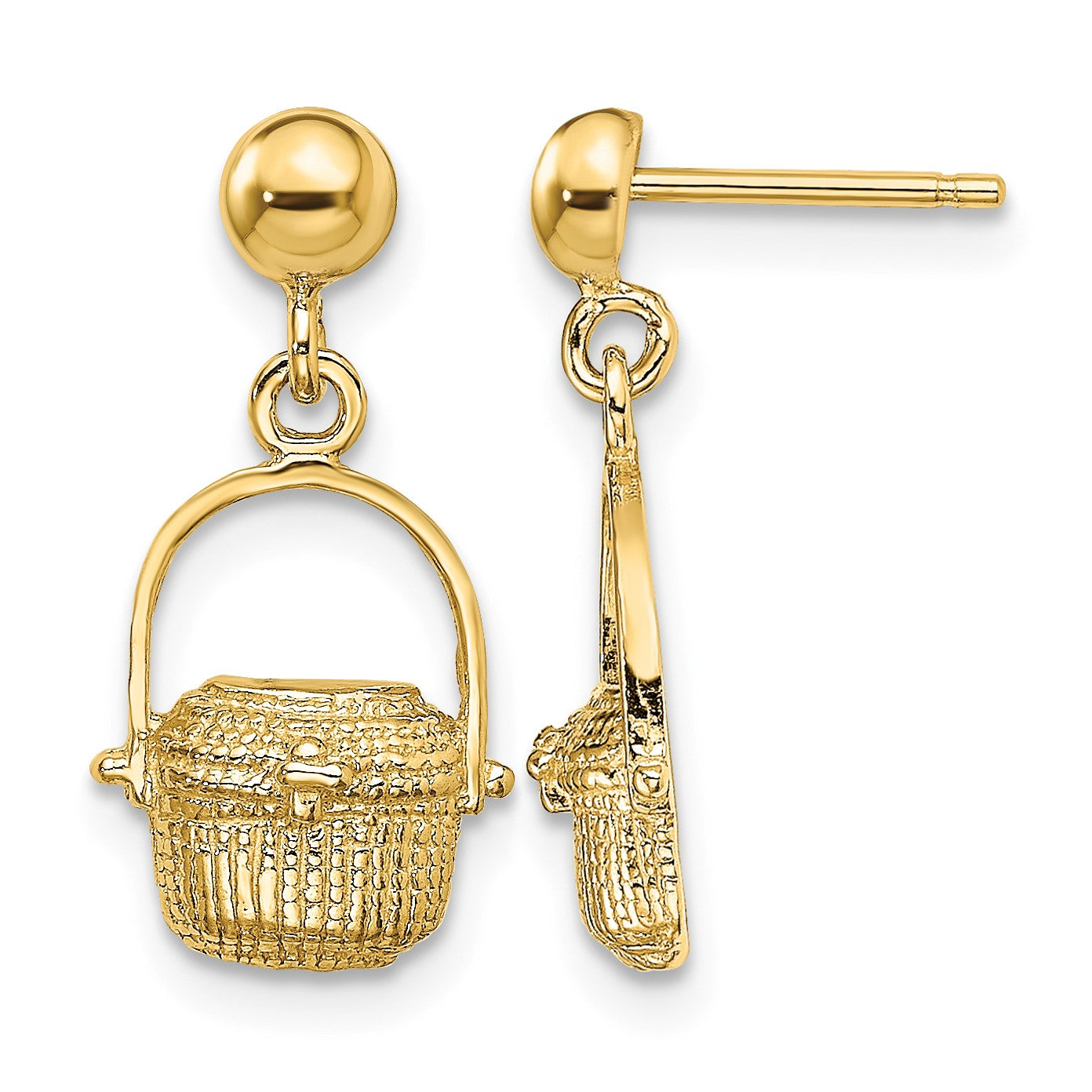 14K Nantucket Basket Dangle Post Earrings