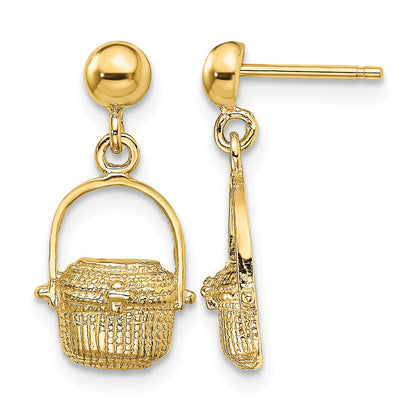 14K Nantucket Basket Dangle Post Earrings