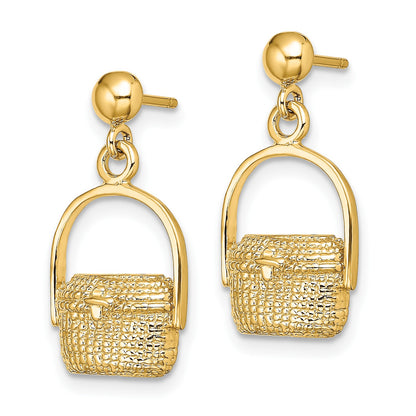 14K Nantucket Basket Dangle Post Earrings