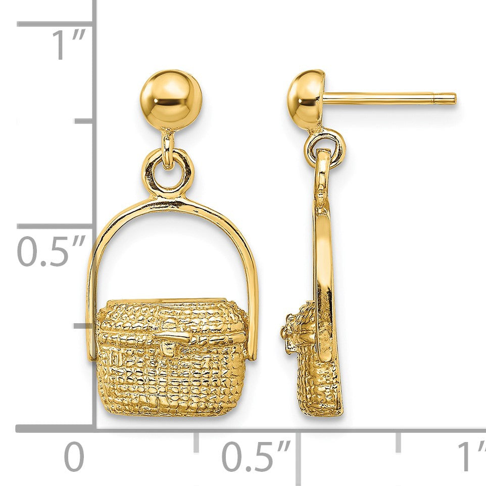 14K Nantucket Basket Dangle Post Earrings