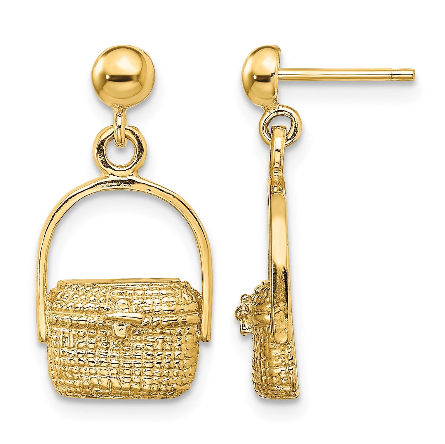 14K Nantucket Basket Dangle Post Earrings