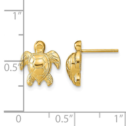 14k Polished Turtle Post Earrings