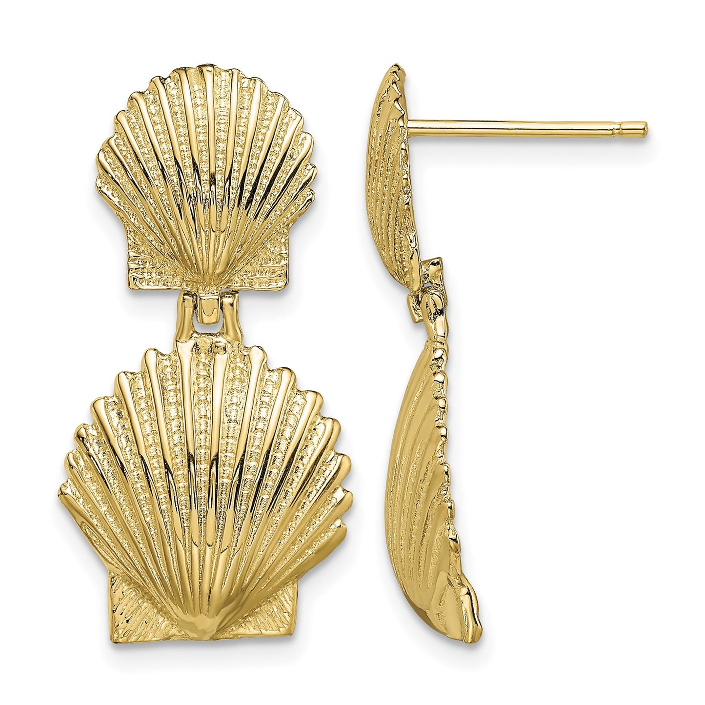 14K Double Scallop Shell Post Earrings