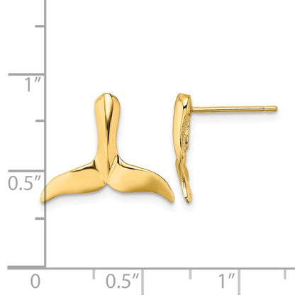14K 2-D Polished Whale Tail Post Earrings