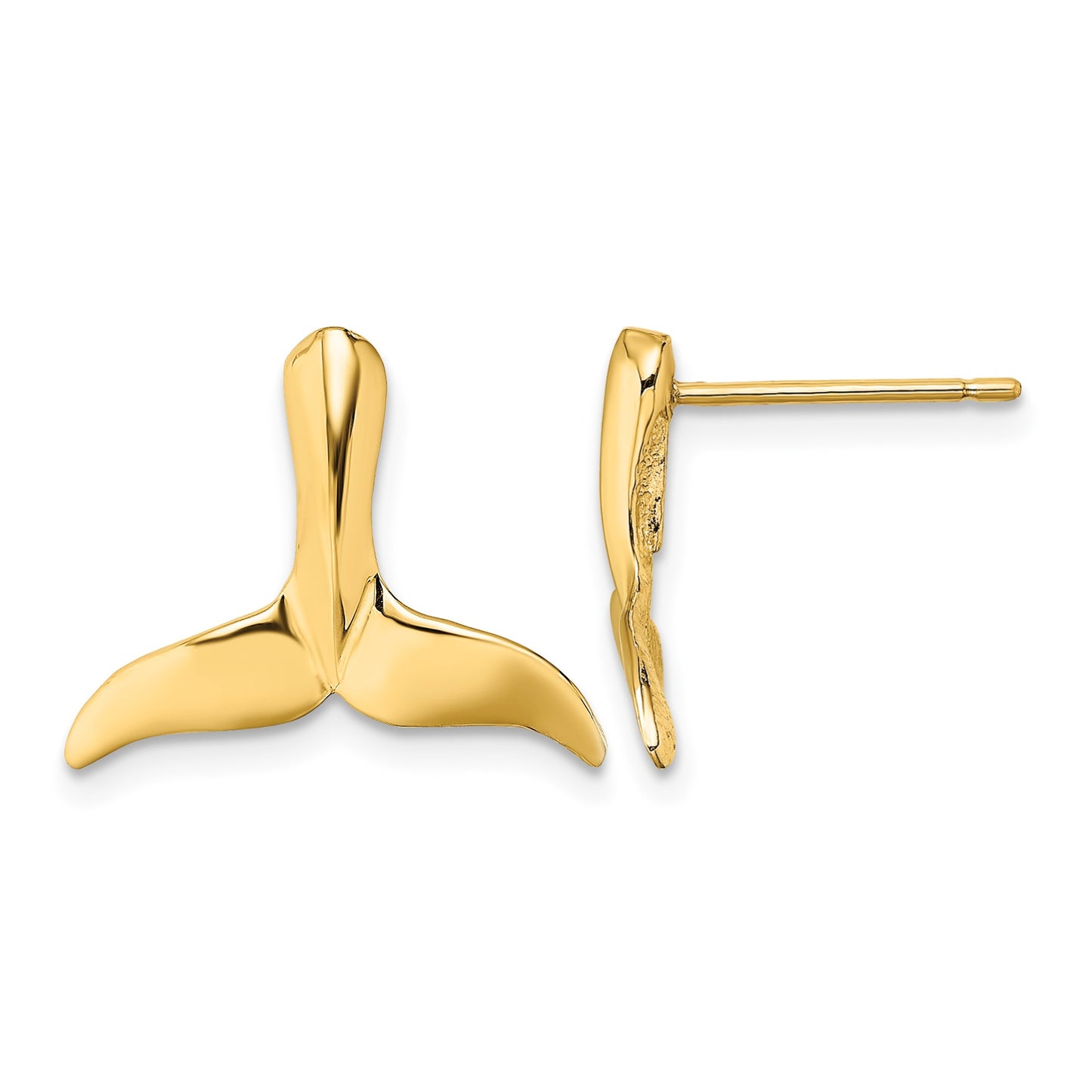 14K 2-D Polished Whale Tail Post Earrings