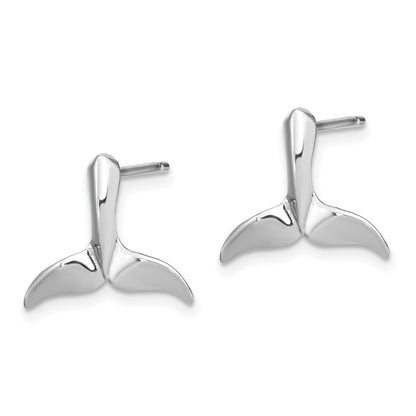 14K White Gold Polished Whale Tail Post Earrings