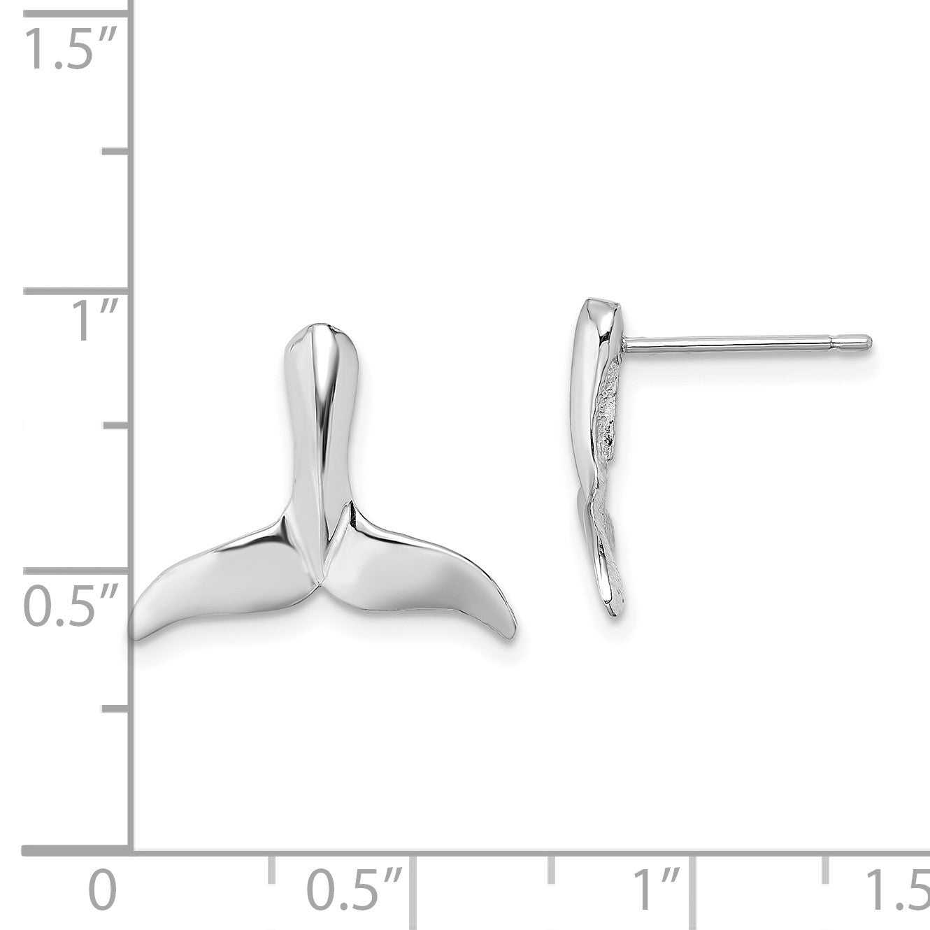 14K White Gold Polished Whale Tail Post Earrings