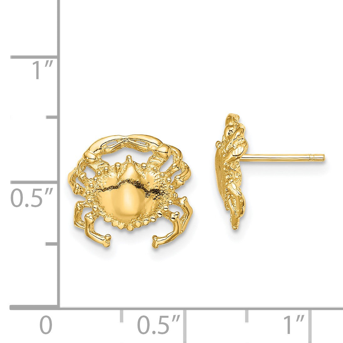 14K Polished 2-D Crab Post Earrings
