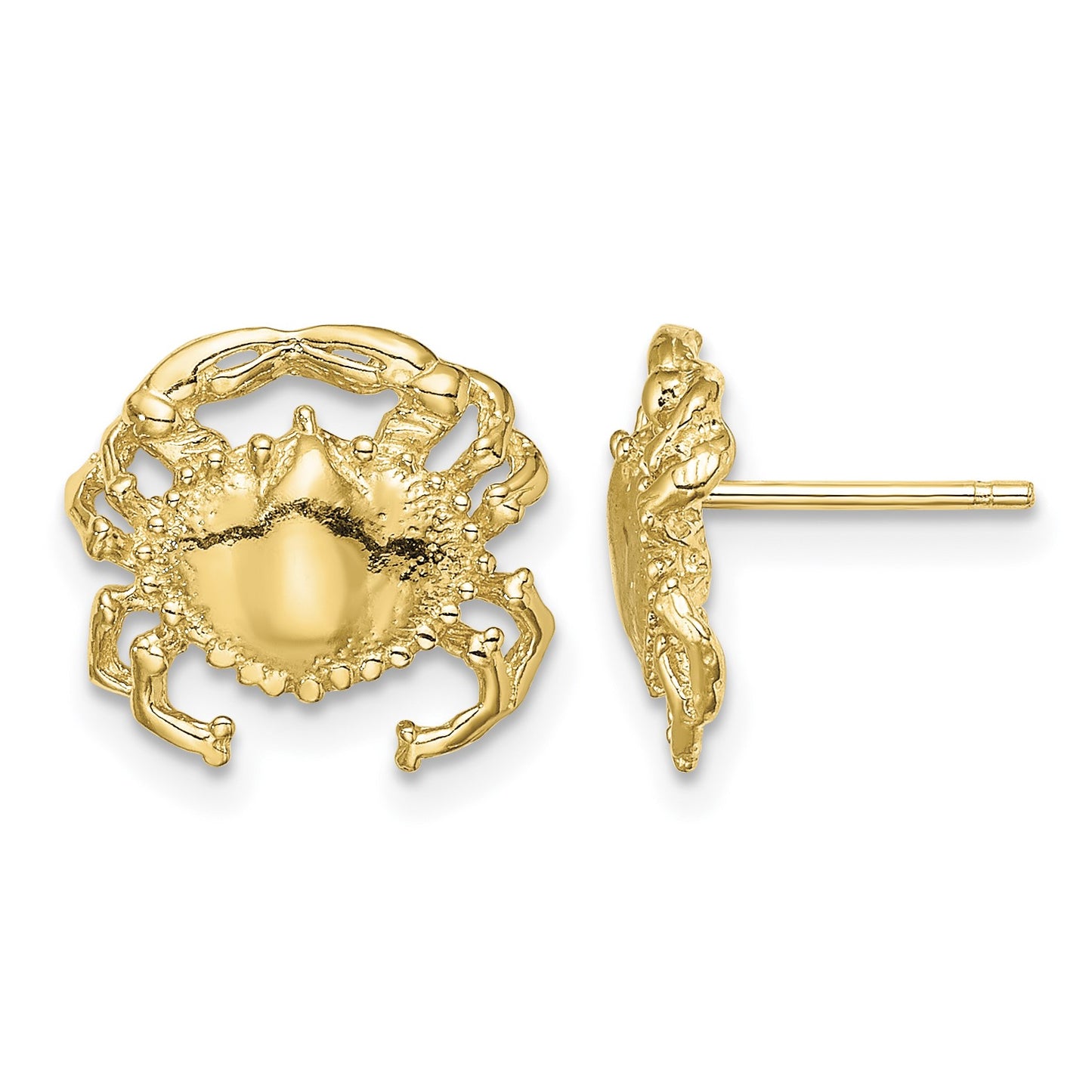 14K Polished 2-D Crab Post Earrings