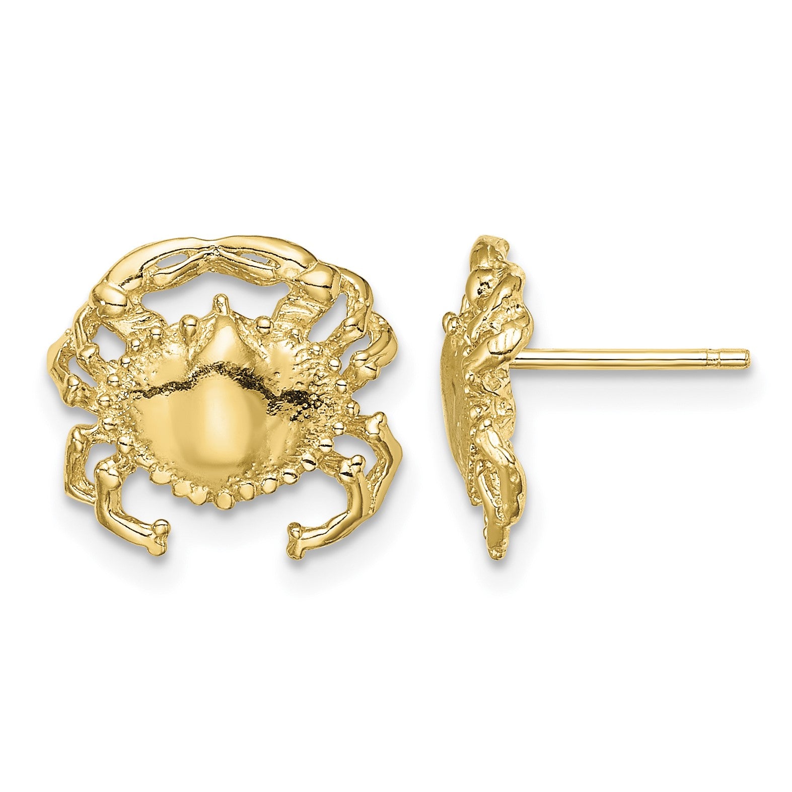 14K Polished 2-D Crab Post Earrings