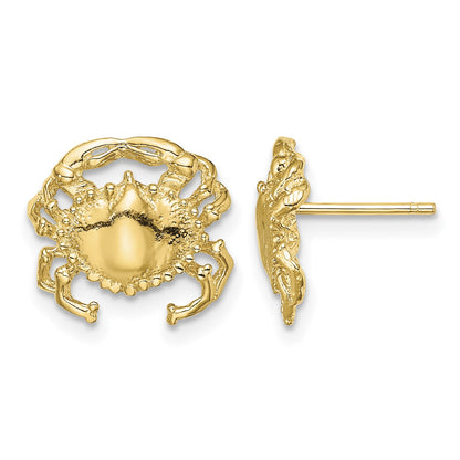 14K Polished 2-D Crab Post Earrings