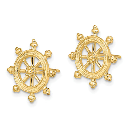 14K Ships Wheel Post Earrings