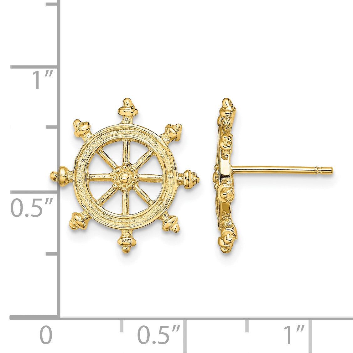 14K Ships Wheel Post Earrings