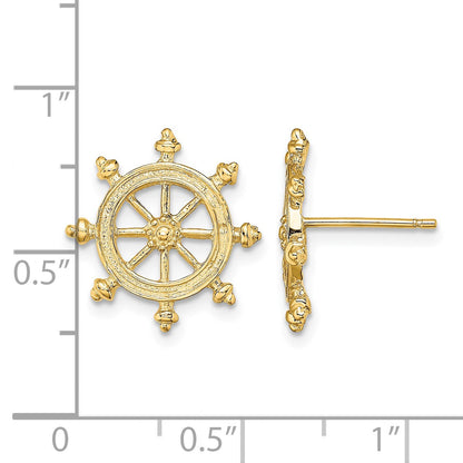 14K Ships Wheel Post Earrings