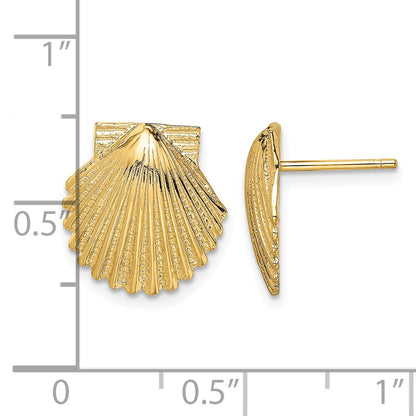 14K 2-D Polished Scallop Shell Post Earrings