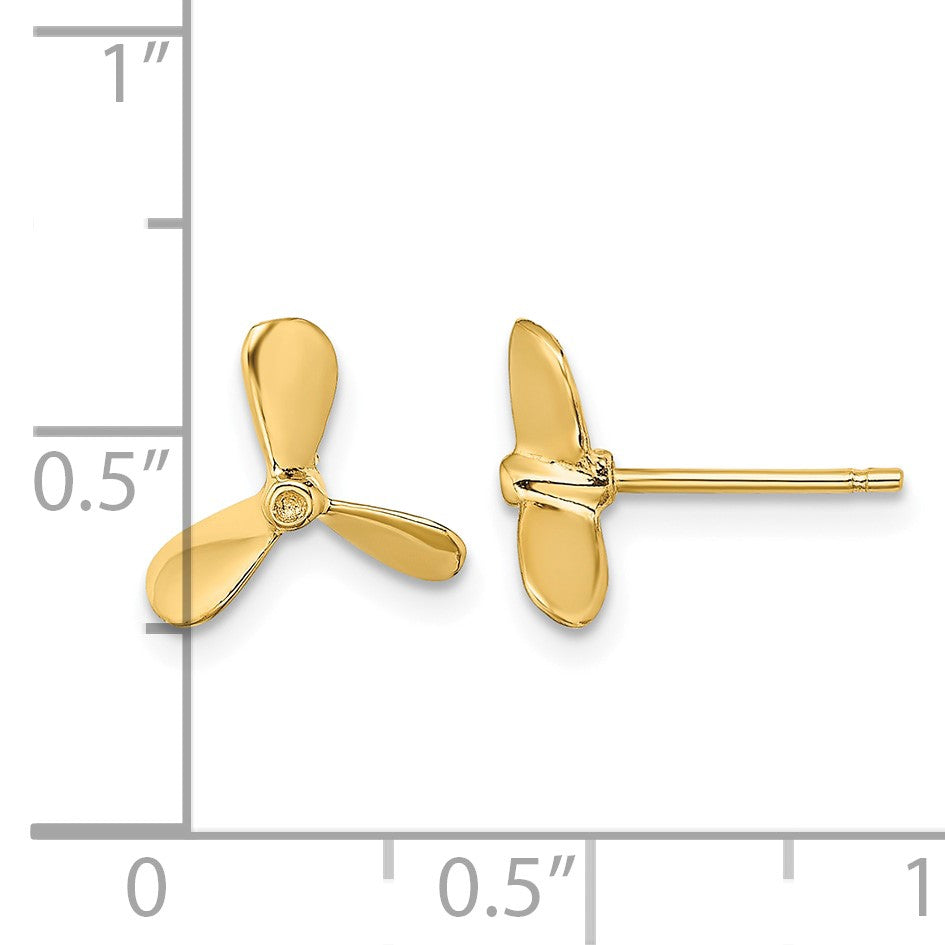 14K 2-D Propeller Post Earrings