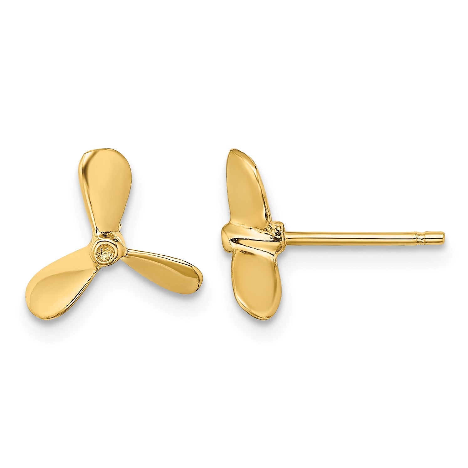 14K 2-D Propeller Post Earrings