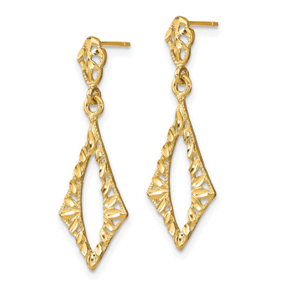 14K Diamond-cut Diamond Shape Dangle Post Earrings