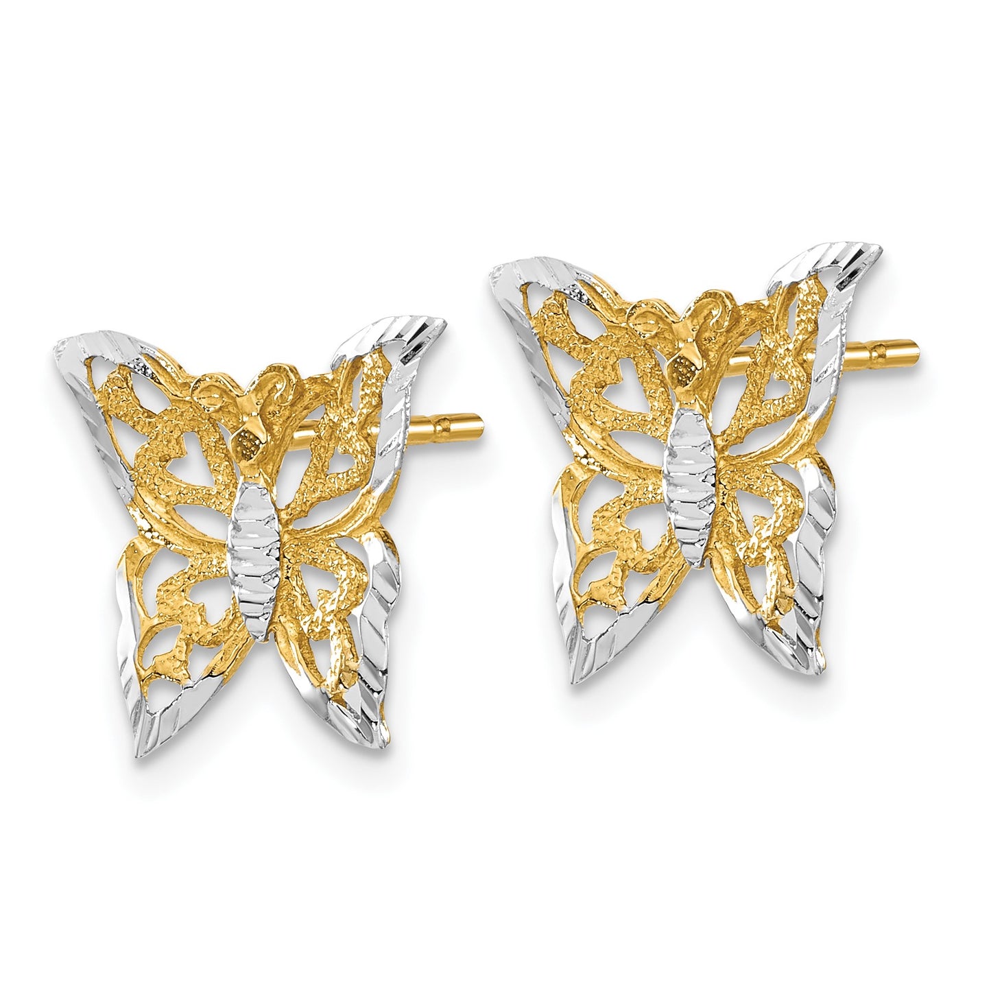 14k and White Rhodium Cut-out Butterfly Post Earrings