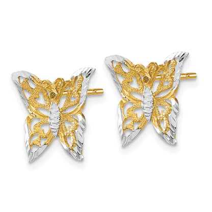 14k and White Rhodium Cut-out Butterfly Post Earrings