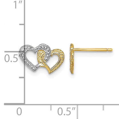 14K and White Rhodium Polished Intertwined Hearts Post Earrings