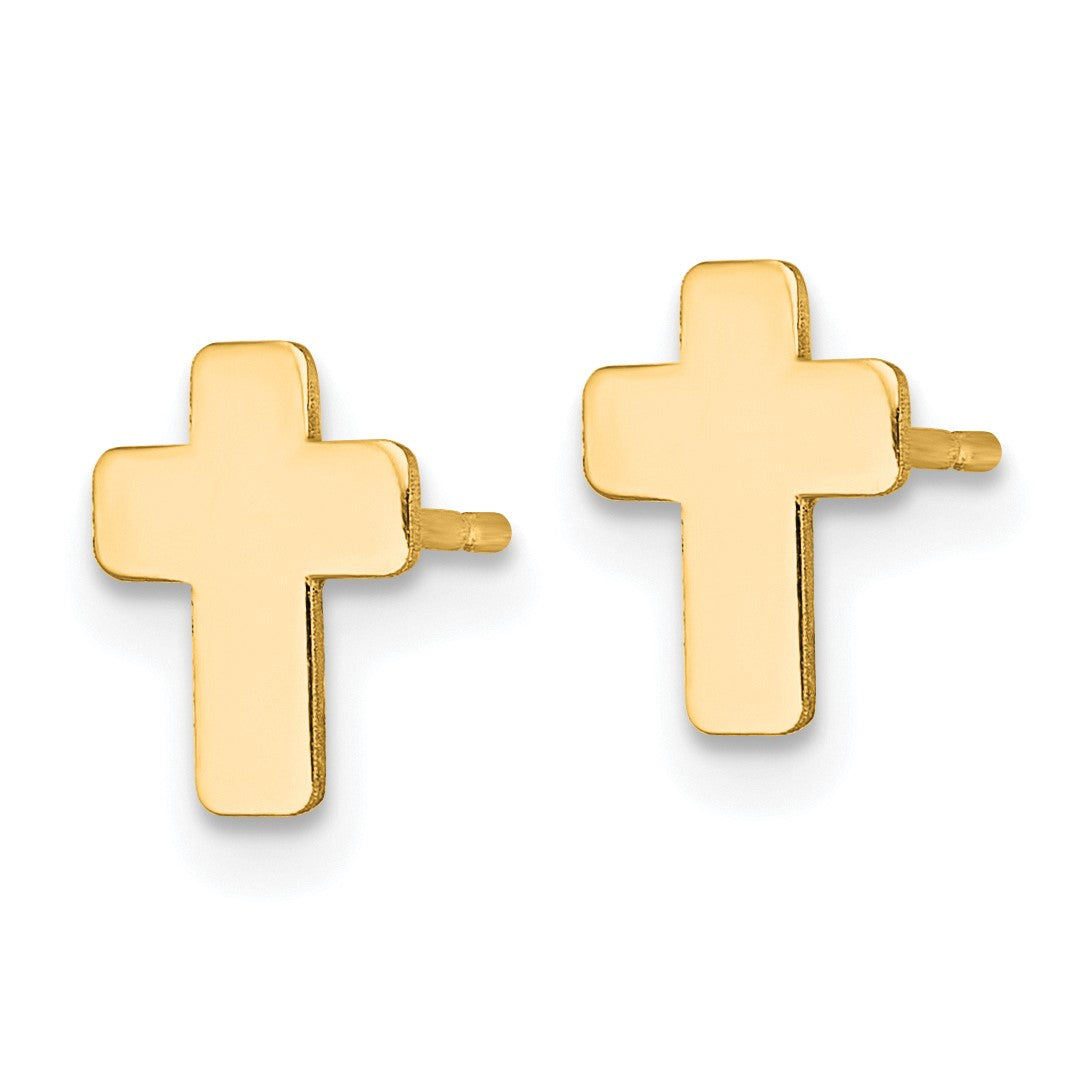 14k Polished Cross Post Earrings