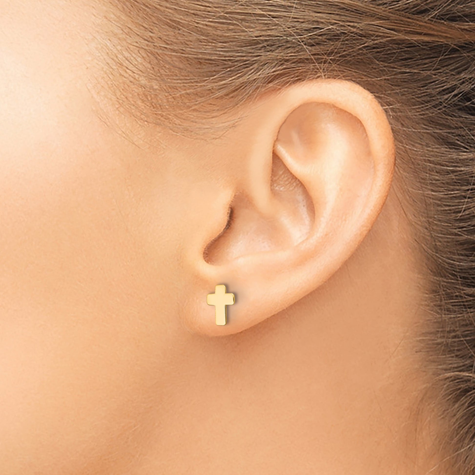 14k Polished Cross Post Earrings