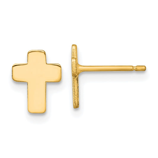 14k Gold Polished Cross Post Earrings