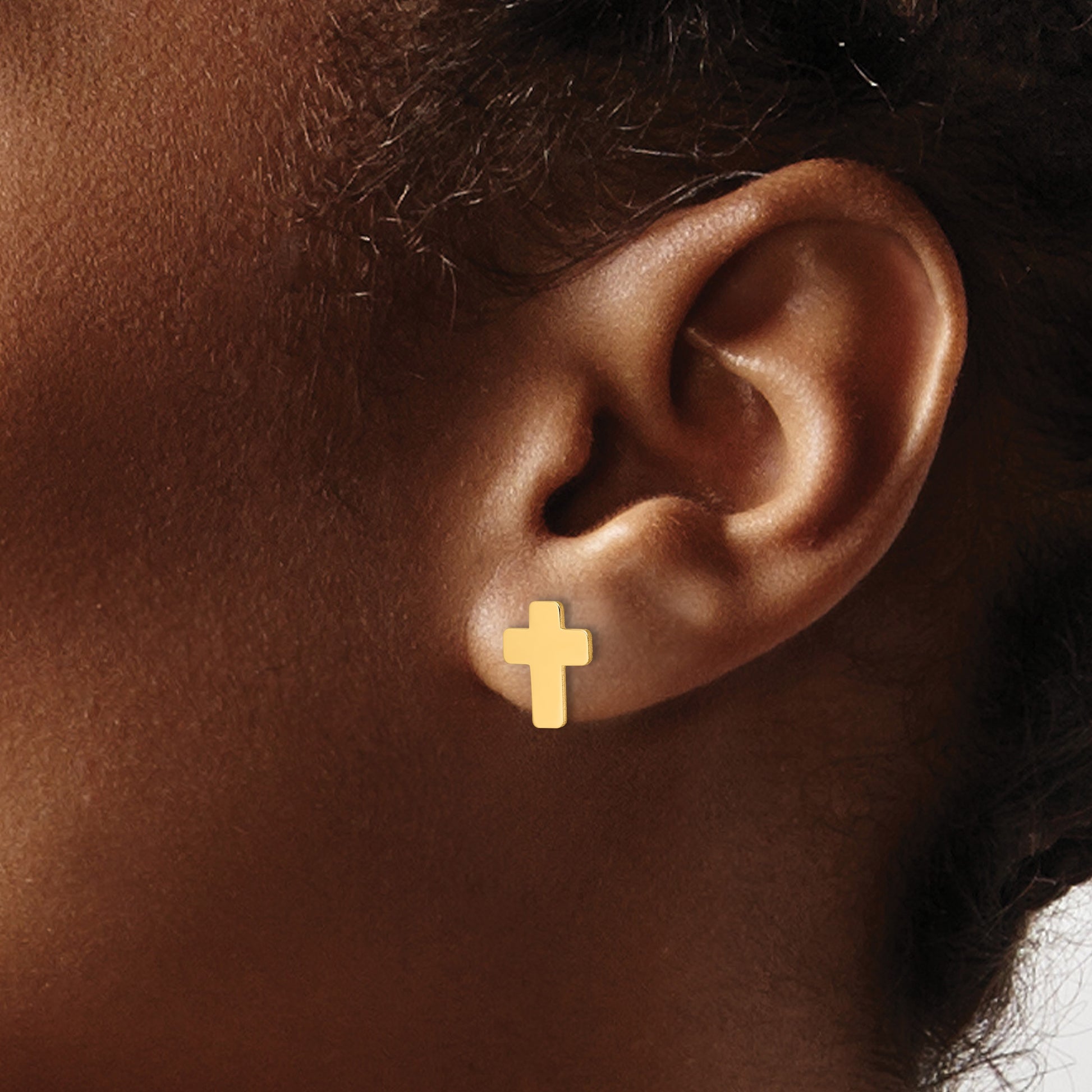 14k Polished Cross Post Earrings