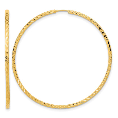 14k 1.35x45mm Diamond-cut Square-Tube Endless Hoop Earrings