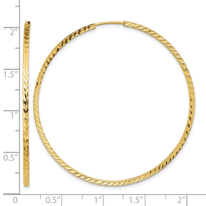 14k 1.35x50mm Diamond-cut Square-Tube Endless Hoop Earrings