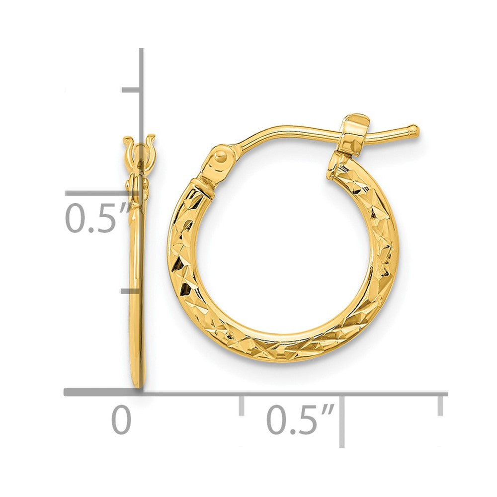 14k Gold Polished and Diamond-cut Hoop Earrings